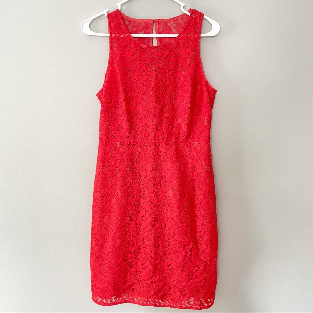J. Crew Coral Orange Floral Overlay Summer Dress